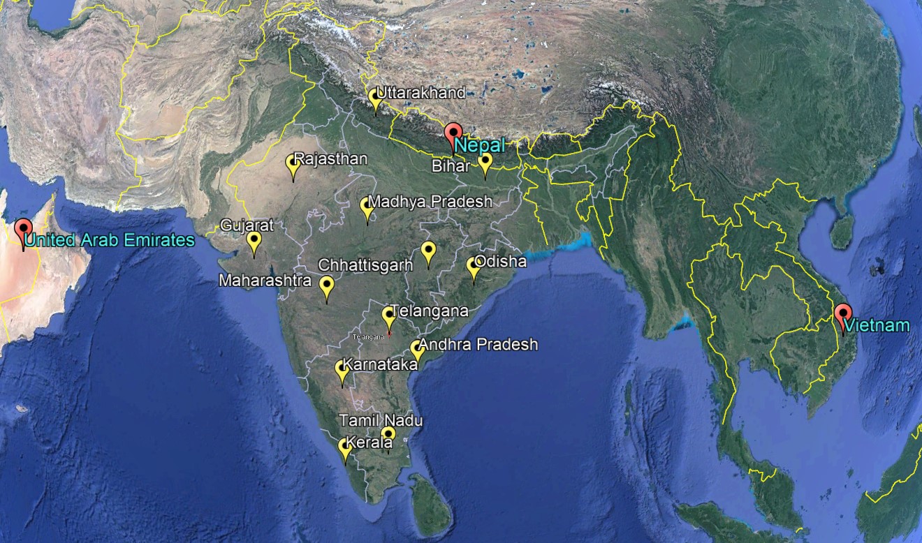 Presence of Ehyte all over the Globe